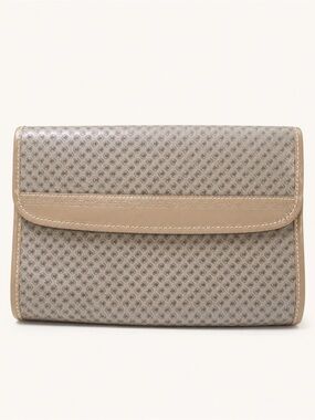 Vintage Hebe Monogram Flap Clutch Wallet Bag Taupe Gray 9.5”